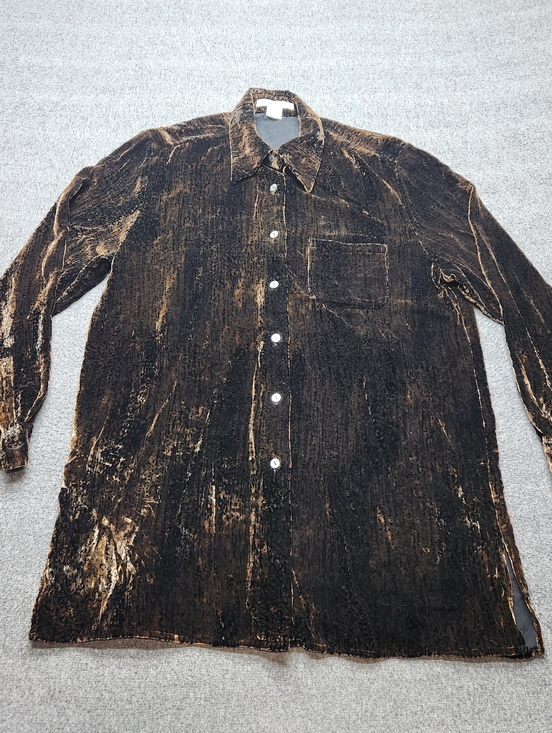 Votre Nom Tops - Votre Nom Velvet Burnout Blouse Womens M Brown Button Up Shirt